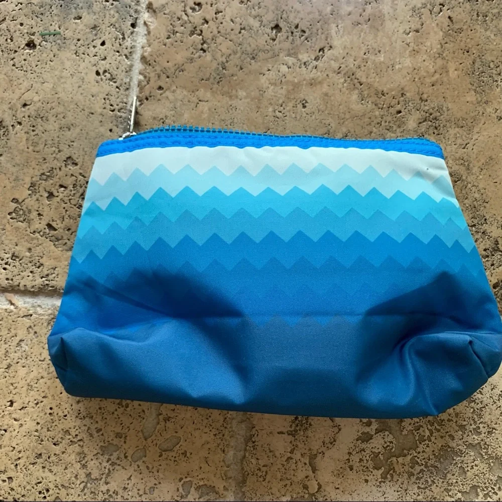 Coola Makeup Travel Bag Blue Chevron